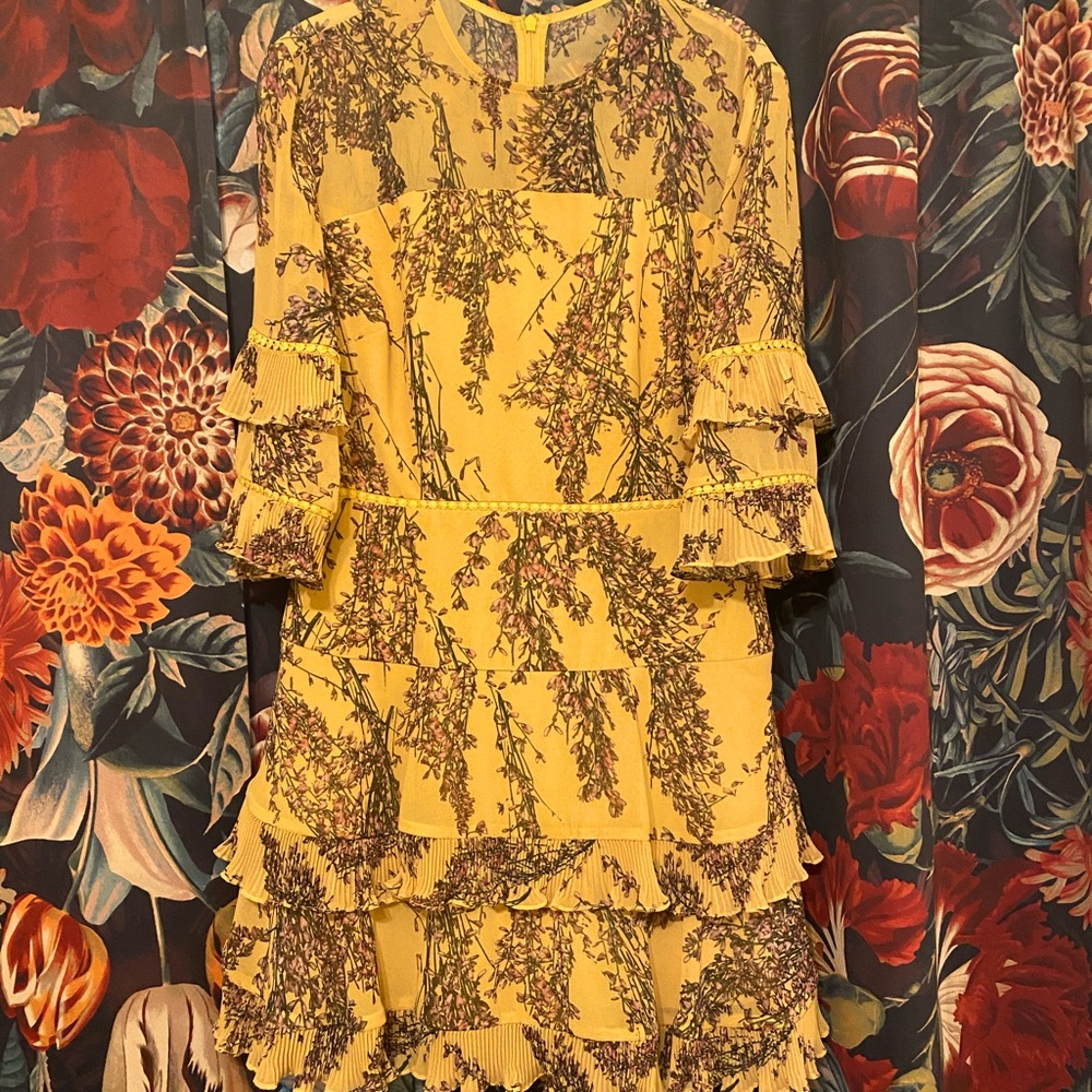 Keepsake Yellow Quarter Sleeve Cocktail Dress